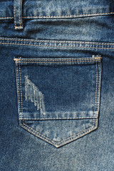 Blue denim texture pocket close-up