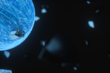 High speed vortex particles, 3d rendering.