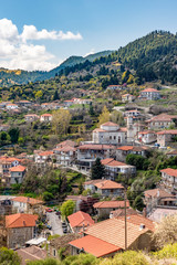 Naklejka na ściany i meble view of mountain village, Baltessiniko in Arcadia, Peloponnese, Greece