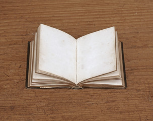 old books on wooden shelf.