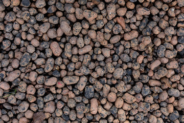 background of old red expanded clay closeup