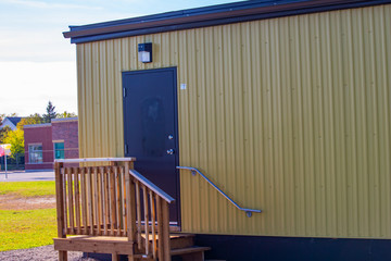 A Portable Classroom with Wooden Stairs