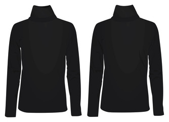 Black high neck long sleeve t shirt. vector illustration
