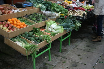 vegetables at a market stall