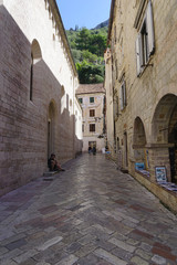 Fototapeta na wymiar Street of the old city in Kotor. Montenegro