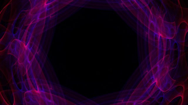 Abstract evolving geometric patterns form circular opening and frame