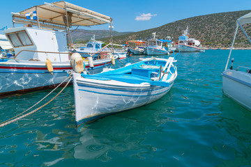 Fototapeta na wymiar Ermioni waterfront with its quaint fishing boats