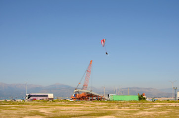 Fototapeta na wymiar paragliding at Nafplion city, Peloponesse,Greece