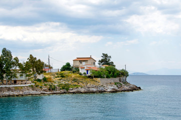 Fototapeta premium View of Pachi village under a winty dramatic sky.Greece