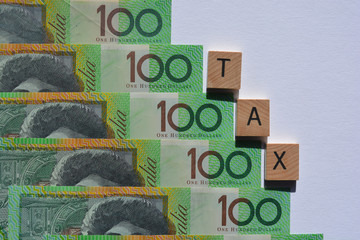 Tax concept, hundred dollar banknotes