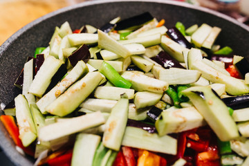 Cooking a Traditional Turkish Food eggplant
