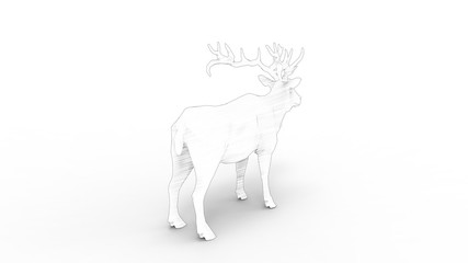 3d rendering of a male deer isolated in white background