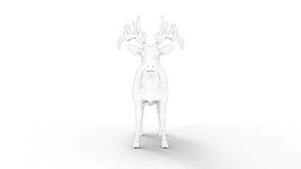 3d rendering of a male deer isolated in white background