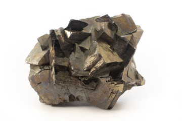 Arsenopyrite mineral from Portugal isolated on white background