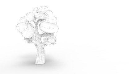 3d rendering of cartoon trees isolated in white studio background
