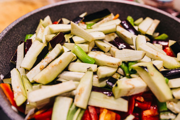 Cooking a Traditional Turkish Food eggplant