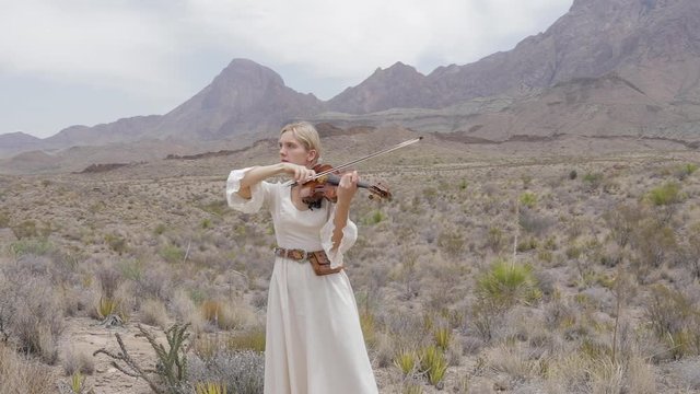 Violinist Old West Style Desert 