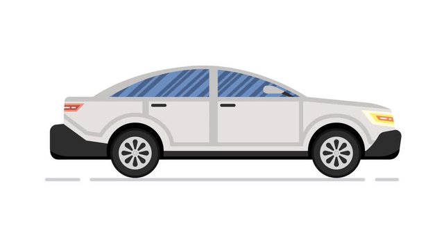 Car animation. Modern sedan. Looped animation. 4K resolution.