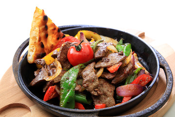 liver food traditional turkish dish white background