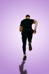 Fitness man running isolate on background