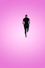 Fitness man running isolate on background