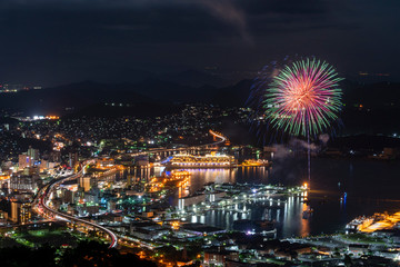 [長崎県]佐世保市夜景と花火
