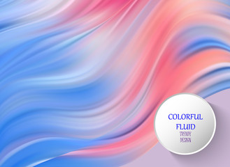 Creative background with abstract acrylic painted waves. Beautiful marble texture. Blue and pink colors.