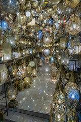 Fototapeta na wymiar Lamp shop in the medina of Marrakech in October 2019