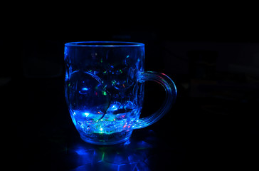 blue glass cup