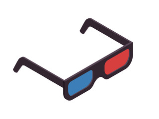 3D cinema glasses isometric vector illustration