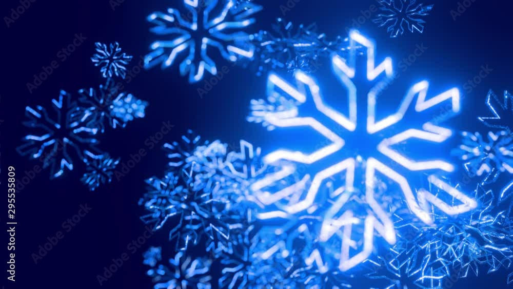 Aufkleber 3d blue christmas background with bokeh and depth of field of shiny toy snowflakes hanging in the ai