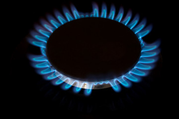 gas stove burner close-up, gas energy concept