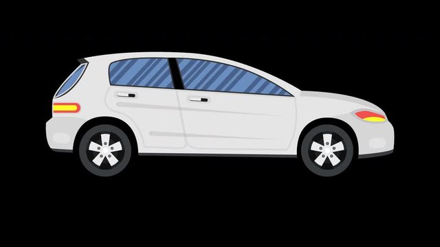 Car animation. Modern sedan. Looped animation with alpha channel. 4K resolution.