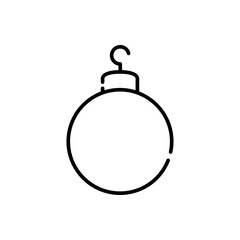 Icono plano lineal bola de navidad en color negro