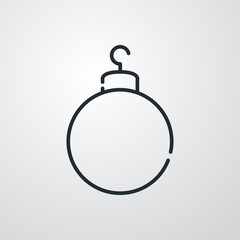 Icono plano lineal bola de navidad en fondo gris