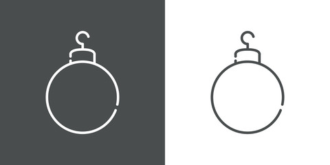 Icono plano lineal bola de navidad en gris y blanco © teracreonte