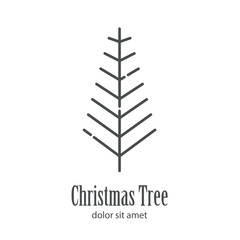 Logotipo con texto Christmas Tree con árbol abstracto lineal sin hojas en color gris