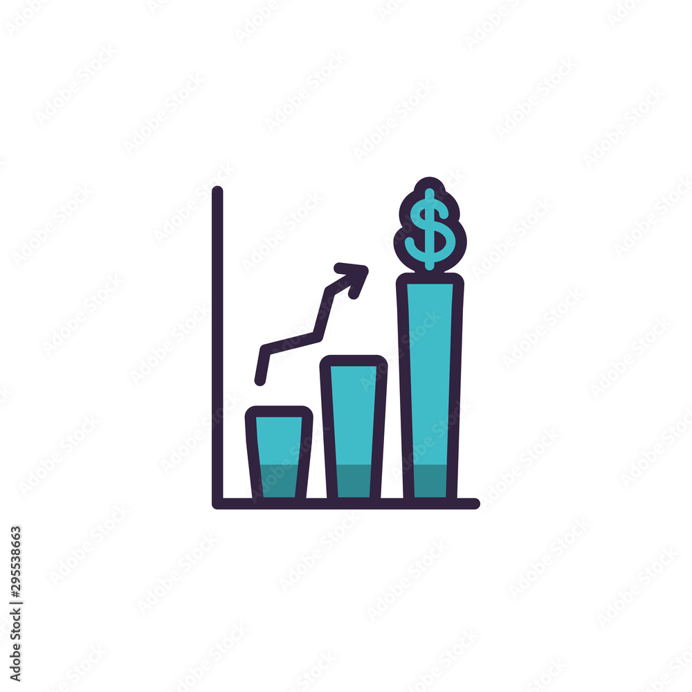 Poster graph with arrow in white background