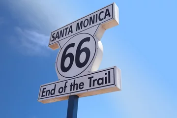 Gordijnen Route 66-bord op Santa Monica Pier © lomby82