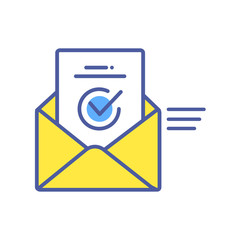 Approved massage color line icon. Verification letter concept. Successful answer. Sign for web page, mobile app. Vector isolated object.