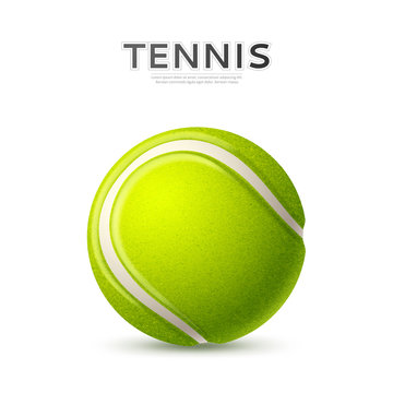 Vector 3d tennis ball green with curved line