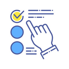 Approved choice on checklist color line icon. Make right decision concept. Sign for web page, mobile app. Vector isolated object.