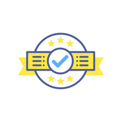 Approved stamp color line icon. Successful check concept. Certified, validation element. Sign for web page, mobile app.