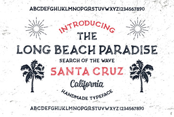 Original handmade alphabet. Vintage font design and poster. Custom typeface. Clean & Textured Versions Included. Vector.