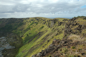Fototapeta na wymiar Panoramic Crater Ranu Kau Easter Island Chile