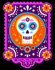 Day of the Dead Sugar Skull Crafted Paper vector traditional decoration