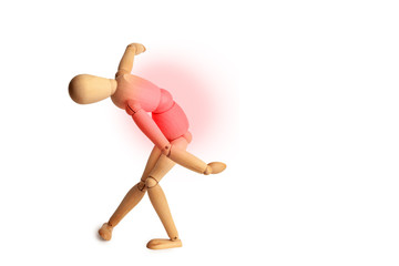 figure of a man depicting a pain attack in the lower back, the concept of pain, osteochondrosis