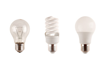 generations of light bulbs from incandescent and halogen bulbs to led bulbs, modern energy-saving technologies and environmental protection