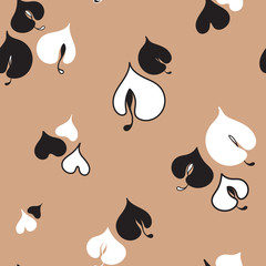 seamless pattern with heart leaf plants