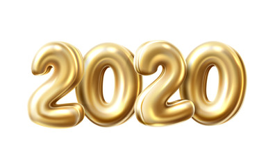 Vector 2020 new year 3d golden numbers baloons